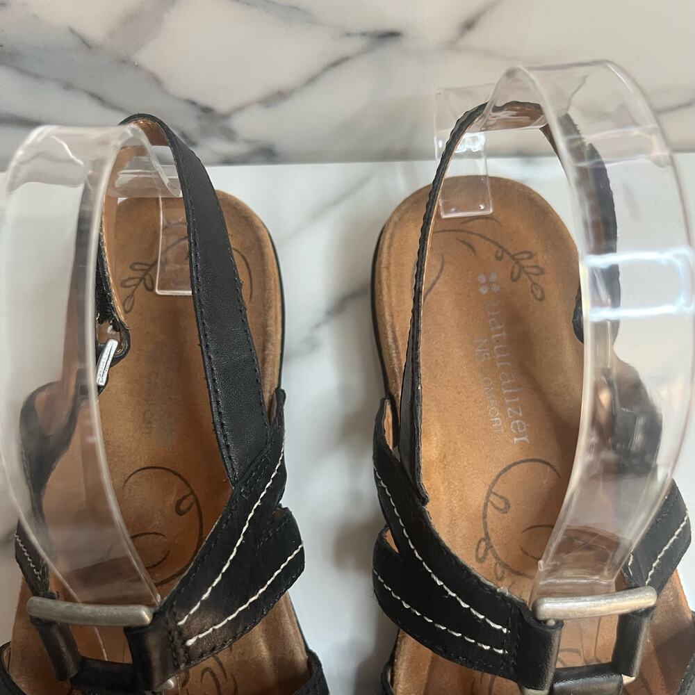 Naturalizer Wmns Brown Leather Strappy Hook & Loop Comfort Every Sandals Sz 7.5 - Picture 3 of 6